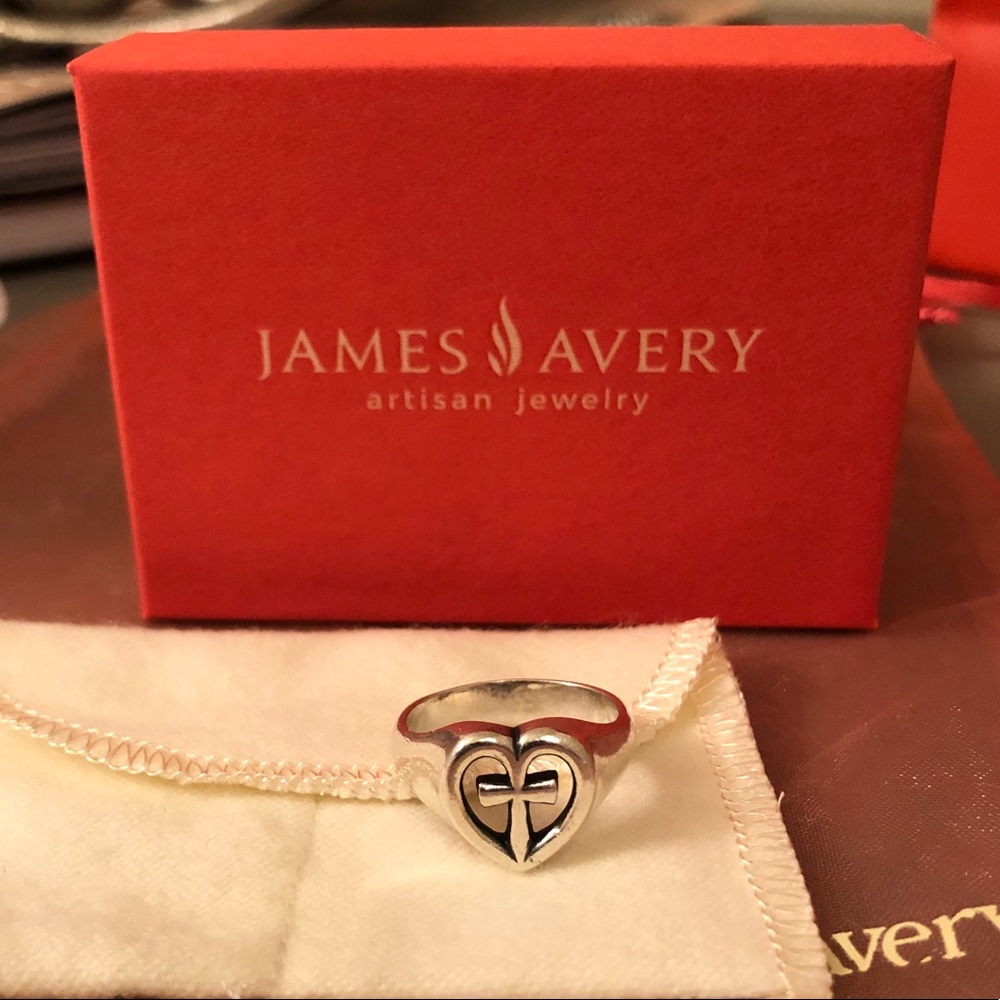 James Avery 925 Eternal Love Heart Cross Ring